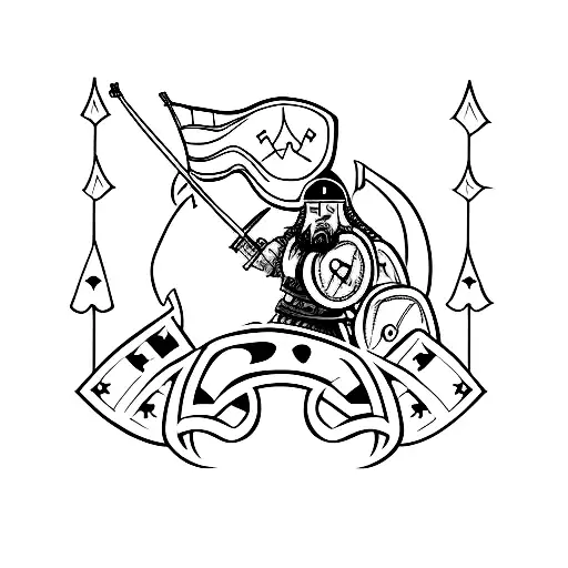 Viking Warrior Holding An American Flag