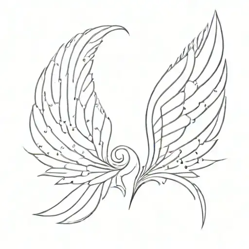 Two Angel Wings One Of Them In Dotted Lines The Other Fully Drawn
