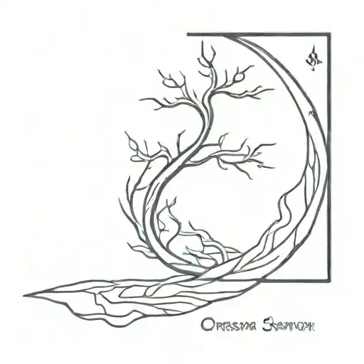 Very Cursed And Curved Blade With Tree Shape And Made With A Lot Of Roots And Text Orgasm Donor