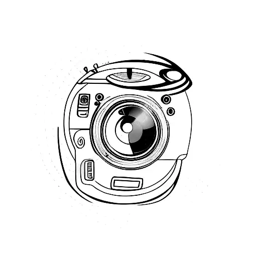 A Minimalist Tattoo Of A Camera Lens With A Soulful R&b Music Note Inside