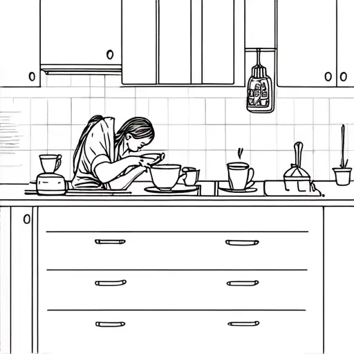 Girl Making Coffee In Cosy Kitchen