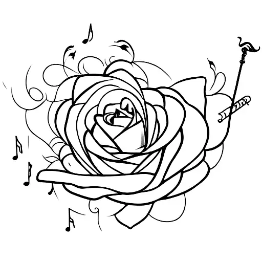 A Cloud-shaped Rose With Musical Staffs As Its Stem