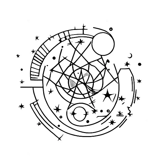 The Constellation Of Saggitarius In A Crescent Moon