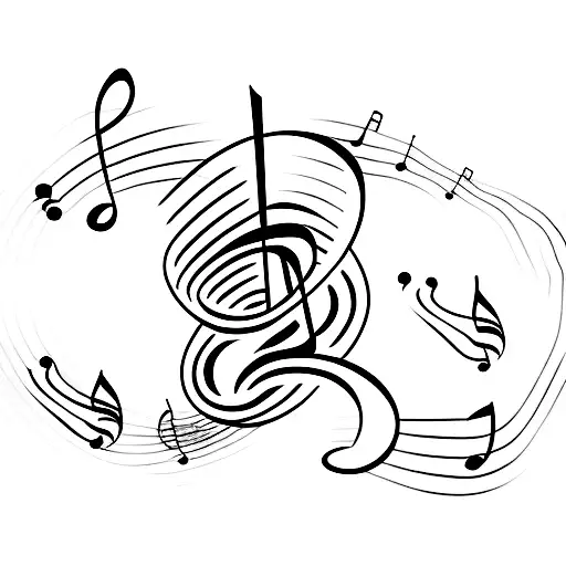 A Minimalist Tattoo Of A Mountain Range With A Treble Clef Symbolizing The Client's Love For Music