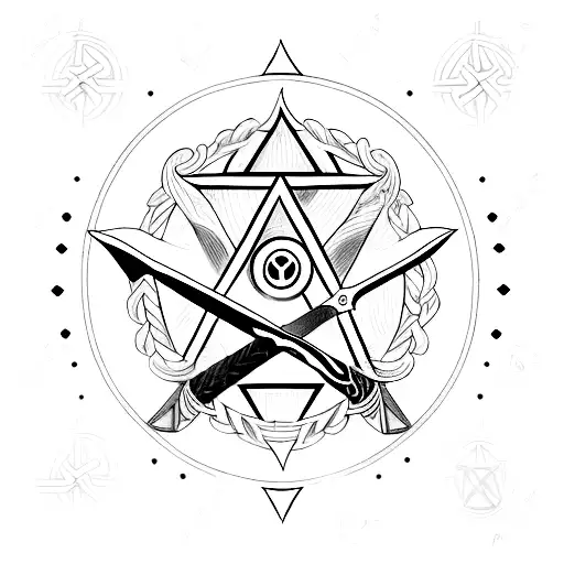 Swords As A Circle The Tip Of The Blade Touches Star Of David