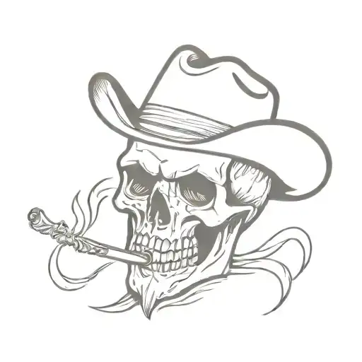 Western Cowboy Skull Smoking