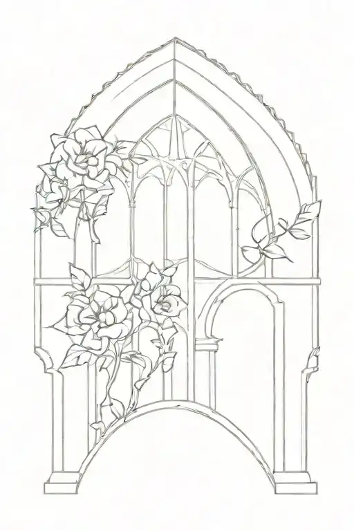 Gothic Cathedral Window High Arches With Floral