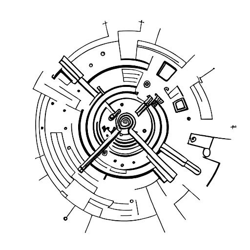 A Minimalist Design Of A Gun Merged With Futuristic Technology