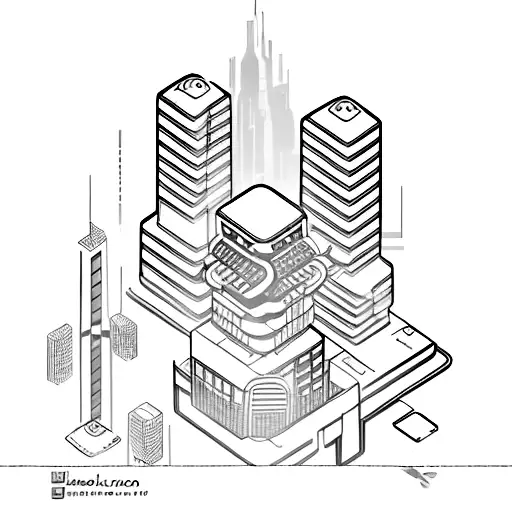 A Futuristic City Skyline With Business People Engaged In Gaming Activities