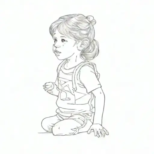 A Little Girl Sitting On A Blue Slide