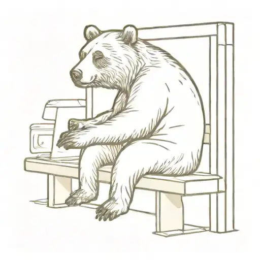 Brown Bear Sitting On A Busstop Seat