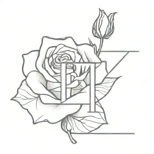 Letter H With A Rose