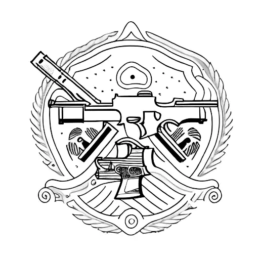 Combine Elements Of Shooting Guns And Military Service Into A Minimalist Tattoo Design