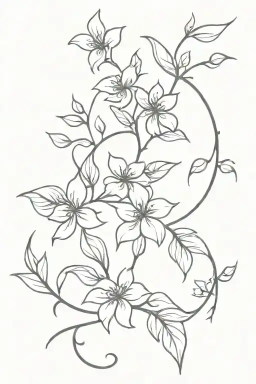 Vine Growing With Flowers Growing