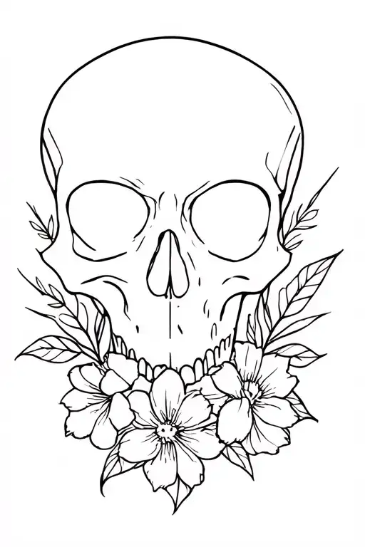 Skull And Flowers