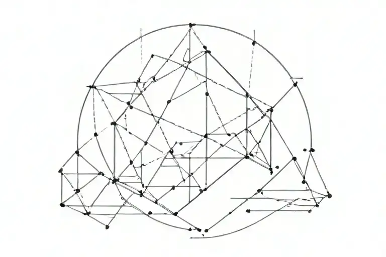 Fine Line Tattoo Featuring Geometric Shapes