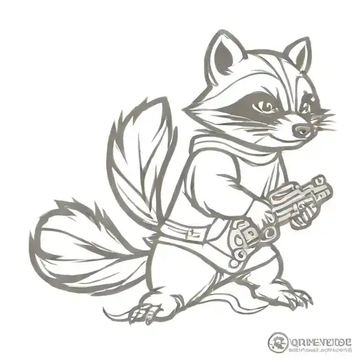 Baby Rocket Raccoon Guardians Gun Intertwined