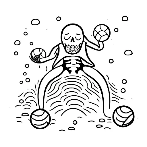 Skeleton Playing Water Polo