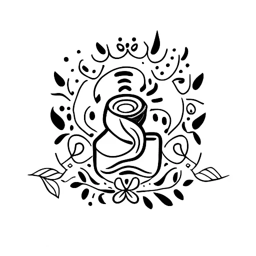 A Minimalist Tattoo Of A Coffee Bean With A Small Coffee Cup Inside It