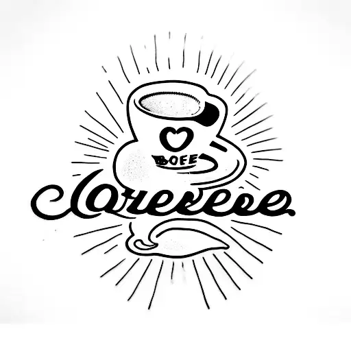 A Minimalist Tattoo Of A Coffee Mug With The Word 'Brew' Written Inside