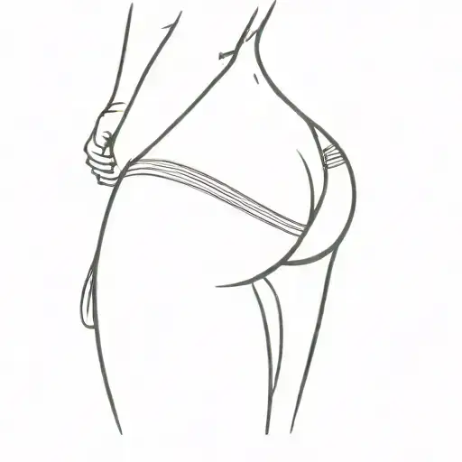 Silhouette Of Black Woman Body With Thongs Standing And Slim In The Sunset