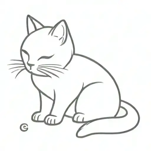 Black Lucky Cat With A Fluffy Tail