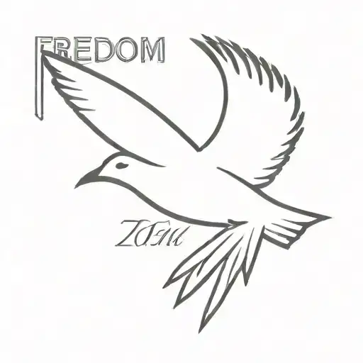A Minimalist Silhouette Of A Bird In Flight With The Word 'Freedom' Incorporated