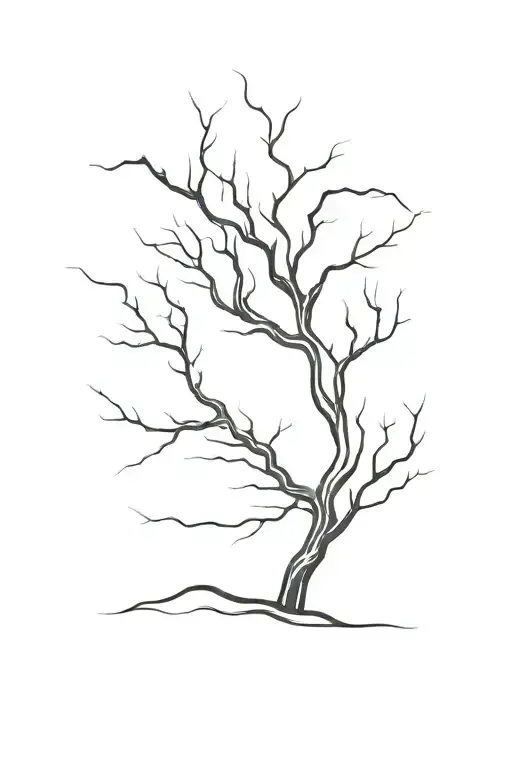 Tree In The Form Of Lightning On A Brush