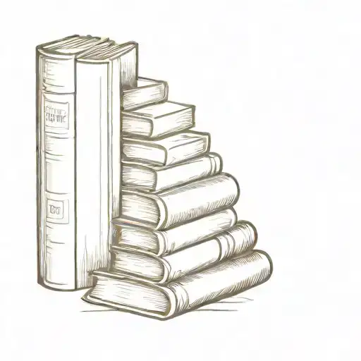 A Stack Of Books With A Small Bakery Hidden In The Background