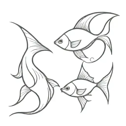 Two Fishes Outlines Only Black