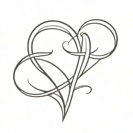 Heart Outline Fineline With Initial 'R' Integrated