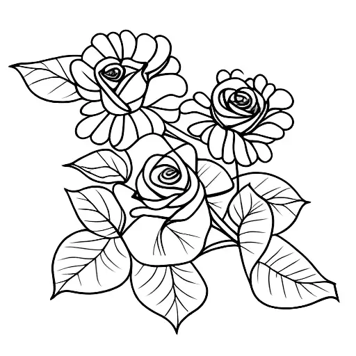 Black Eyed Susan And Rose With Stems Crossed