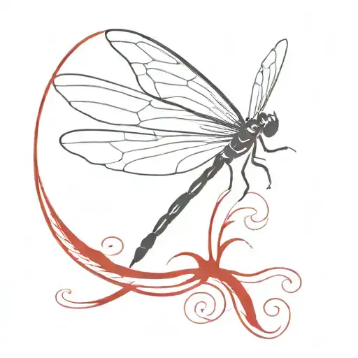 Dragonfly With Red Wings And A Semi Colon Hidden In It