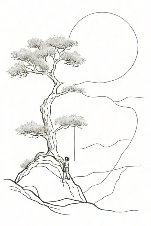 Olive Tree On The Edge Of The Cliff With Girl On A Swing