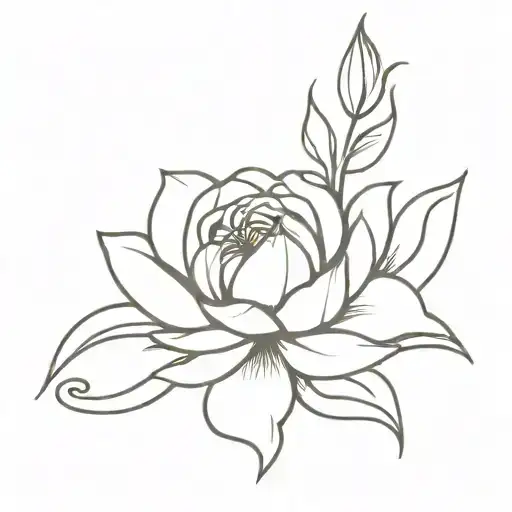 Drawn Flower With Roman Numerals Under