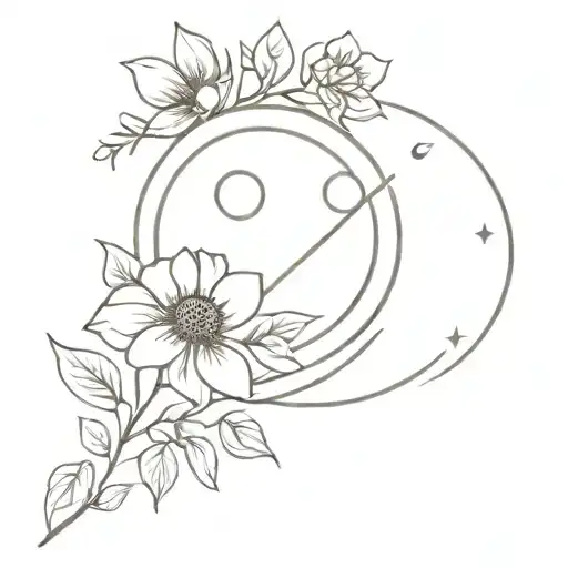 Floral Moon And Saturn