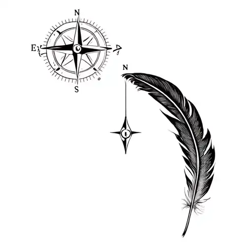 Bird Feather Cutting A Navigation Compass