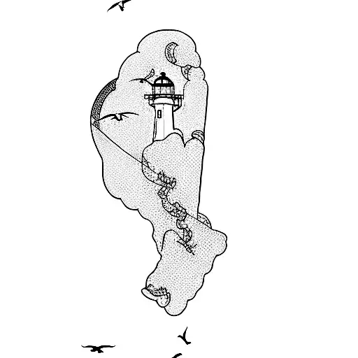A Lighthouse With Seagulls