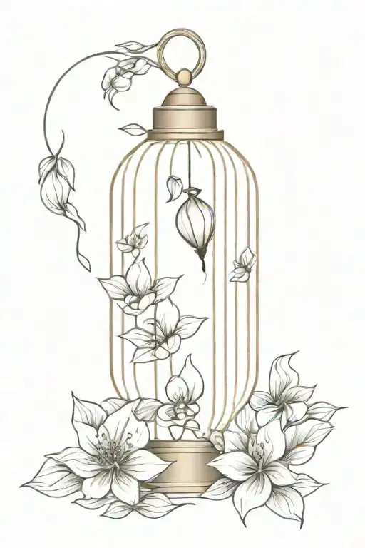 Chinese Lantern Wrapped In Flowers