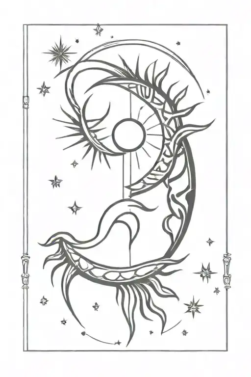Spine Tattoo Featuring Moon And Sun Moon