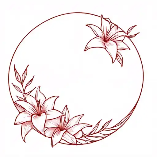 Crescent Moon With Lilly Flowers