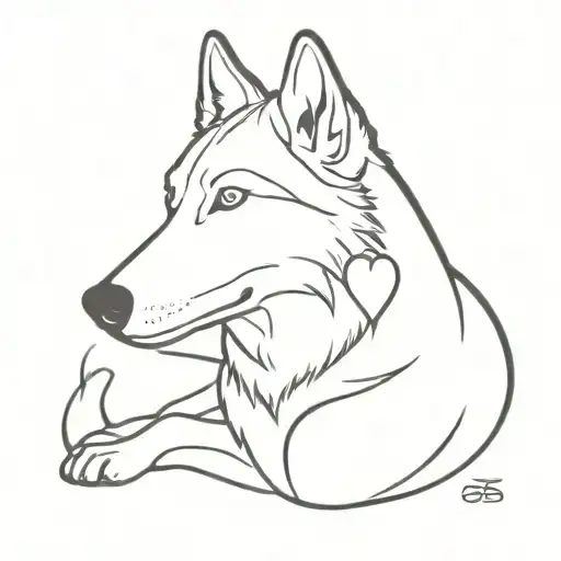 Line Of A Husky Body With A Heart