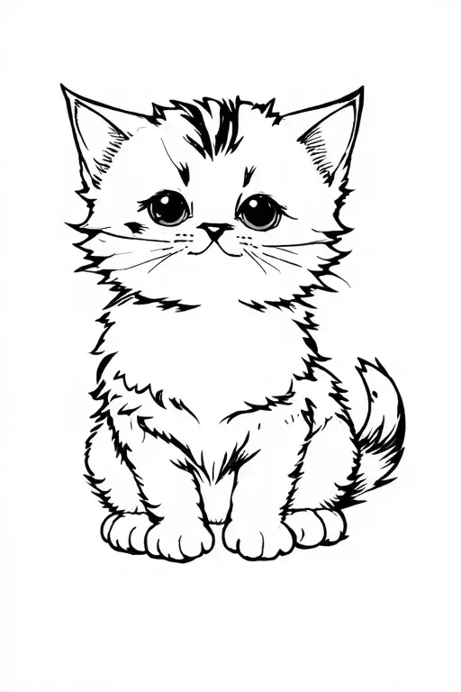 Cute Fluffy Kitten Sitting