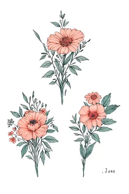 Birth Flower Bouquet Jan June July Oct