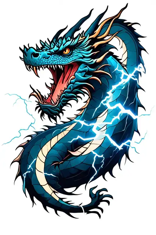 Dragon Wrapped Loosely Lightning Striking