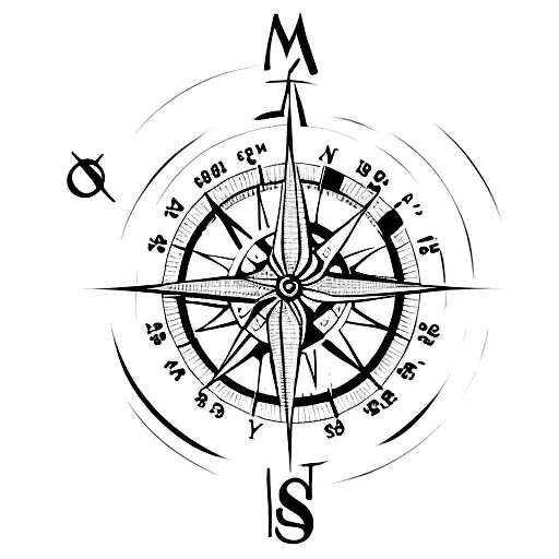 A Simple Compass With The April Birth Flower Incorporated In A Minimalist Design