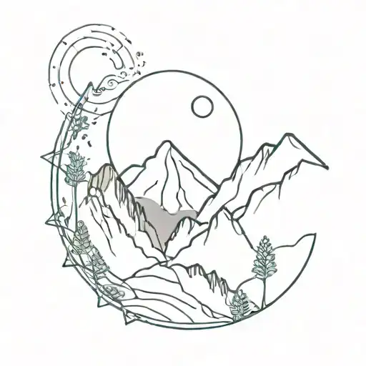 Algerian Mountains With A Moon Behind It