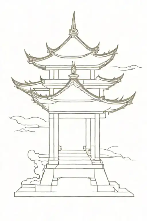 Chinese Temple With A Bunch Of Sword Sticking Out Of It