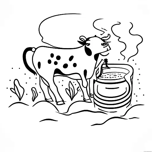 Young Cow Pouring Milk Into The Gas Tank Of A Dirtbike