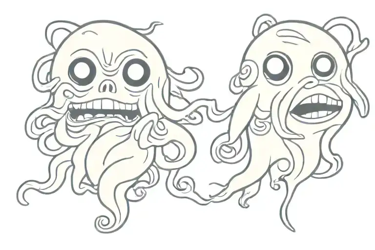 Eldritch Yokai Japanese Ghost In Old Cartoon Style
